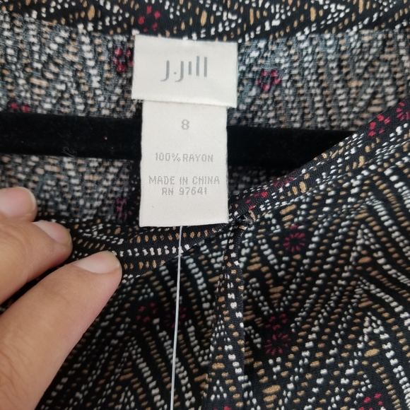 J.Jill Tie at Waist Side Slit Hem Floral Chevon Patterned Maxi Skirt - Picture 4 of 14